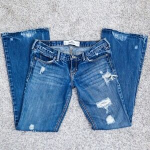 Hollister Blue Distressed Flare Jeans